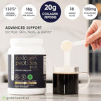 Greensential Collagen Peptides Plus Powder 21oz | + Acerola Vitamin C & Hyaluronic Acid | 100% Hydrolyzed Grass-Fed | Hair, Skin, Nail & Joint Support | Easy to Mix, Unflavored, 28 Servings