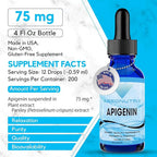Absonutrix Apigenin 75 mg per Serving, 4 Fl Oz Bottle, 200 Potent Servings, Made in USA, Quick Absorption, Quality Potent Ingredients, Non-GMO, GMP Certified Facility, Cruelty-Free Products