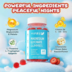 VIFSSG Sugar Free Magnesium Glycinate Gummies 400mg for Adults & 200mg for Kids, Bisglycinate Supplement with L-Theanine, Chamomile, Lemon Balm, Strawberry Flavor, 2-Pack（120 Gummies）