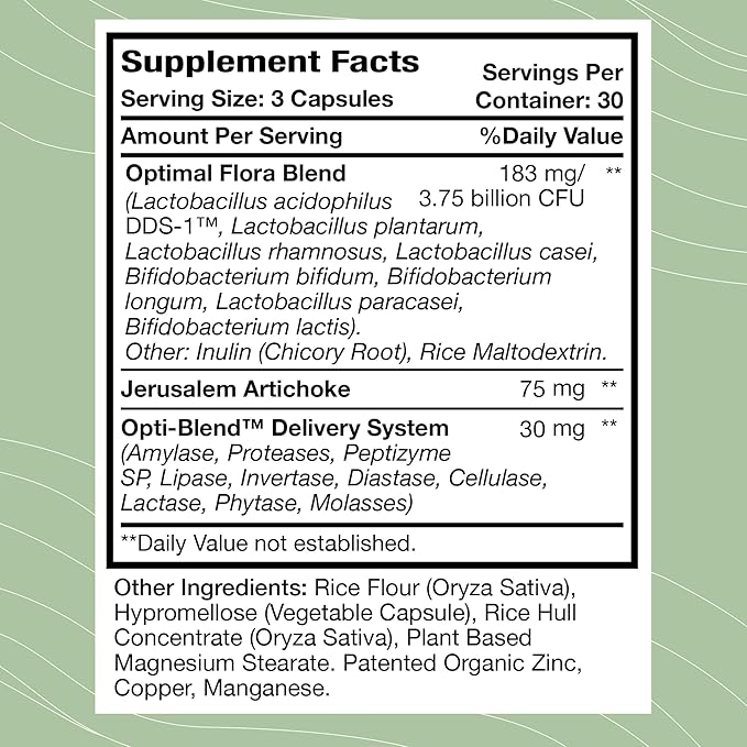 Optimal Health Systems Flora Plus | Ultimate Intestinal & Digestion Health | 9 Patented Probiotics + Artichoke + Opti-Blend System | 90 Capsules