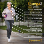 SIGNIFY NATURE Omega 3 Fish Oil Supplement with Vitamin D3 5000 IU - 1000mg Triglyceride Capsules for Brain Health - Omega3 EPA DHA + VIT D 3-90CT