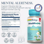 SOLARAY SharpMind Focus, Mental Alertness Nootropic Supplement for Healthy Brain Fog, Cognizin Citicoline, Lions Mane Mushroom, Bacopa Monnieri, 60 Day Money Guarantee, 60 Serv 60 Veg Caps
