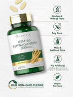 Carlyle KSM-66 Ashwagandha Root Extract 600mg | 120 Vegan Caplets | Supplement with L-Theanine | Non-GMO, Gluten Free