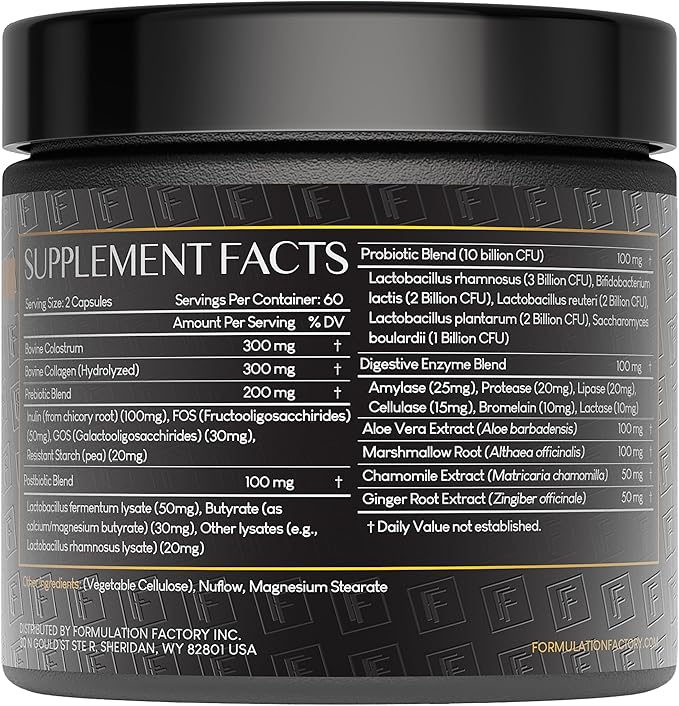 Formulation Factory Probiotics for Women & Men - Gut Intellect 10-in-1 Digestive Enzymes with Prebiotics and Postbiotics - Total Gut Health Supplement - 120 Capsules, 2 Month Supply