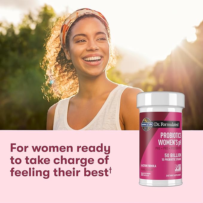 Garden of Life Dr Formulated Once Daily 3-in-1 Complete Prebiotics, Postbiotics & Probiotics for Women, PRE + PRO + POSTBIOTIC Supplement for Women’s Digestive, Immune & Vaginal Health, 30 Day Supply