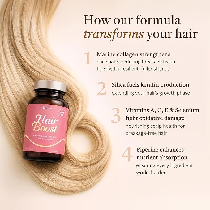 18-in-1 Hair Growth Supplement | Collagen, Hyaluronic Acid, Nettle, Silica, Biotin, Grape Seed Extract, Bamboo | Stronger, Thicker, Longer Hair – Supports Hair Volume, Shine, Scalp & Nail Health
