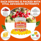 Berberine Supplement Gummies Sugar Free, Extra Absorption with Liposomal Berberine & Berberine HCI, Calcium, Magnesium, AMPK Activitor for Sugar & Level, Immune, Energy, Metabolism -Pack of 2