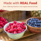 2 Pack - Organic Vitamin C Gummies 120mg for Adults, Sugar Free, Daily Immune Defense, Raw Antioxidant, 100% Whole Food Chewable Vitamin C Supplement from 1200mg Berries & Fruits for Collagen, Vegan