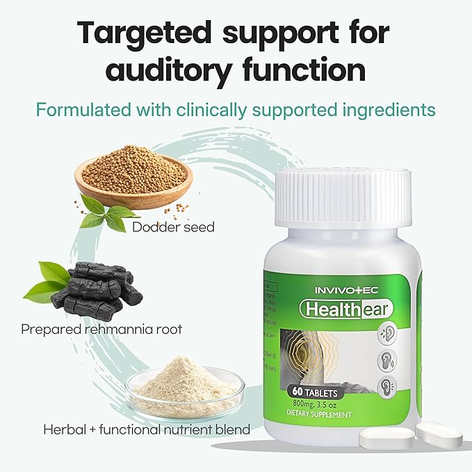 Hearing Support Supplement for Ear Health & Clarity | Auditory Wellness Formula with Magnesium, Vitamin B6 & Patented Botanical Complex | Daily Use | 60 Tablets