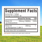 Innate Vitality Vitamin D3 K2 Supplement, High Potency Vitamin D3 10000 IU & Vitamin K2 (MK-7) 200 mcg, Supports Bone, Teeth, Heart & Immune Health, Non-GMO, Gluten Free, 60 Softgels