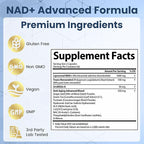 NAD Resveratrol Supplement for Women & Men. Support Cellular Health, Energy + Healthy Aging. High Potency Blend, Plus Third-Party Lab Tested in USA (120 Capsules)