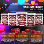 BIOTEQUELAB Height Growth Increase Gummies Vitamins, Grow Tall Supplement, Calcium, Magnesium, Zinc, Ashwagandha, Glucosamine Multivitamin for Teens, Kids, Adults