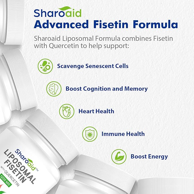 Liposomal Fisetin with Quercetin Supplements 1200 mg per Serving,High Absorption Polyphenols Antioxidants for Women,Men,Non-GMO,Gluten-Free,2 Bottle-120 Softgels