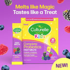 Culturelle® Kids Complete Probiotics Fast Melts Mixed Berry Flavor 30 Count Sugar Free‡ Prebiotic + Probiotic Powder for Digestive and Immune Health, Supports Daily Regularity *