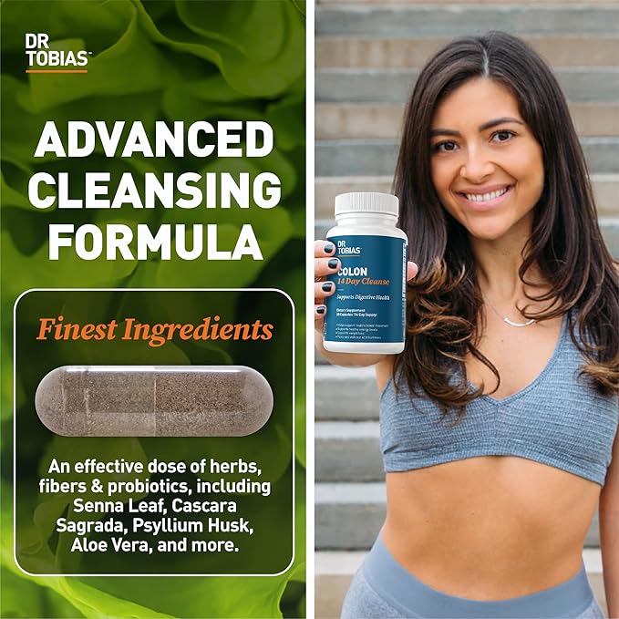 Dr. Tobias Colon Cleanse - Constipation Relief & Gut Health Support for Women & Men | 14 Day Colon Cleanser for a Gentle Colon Detox & Gut Flush - 4 Bottles of 28 Capsules