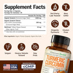 Turmeric Curcumin Supplement with Black Pepper Extract - High Potency Organic Turmeric 1400mg & 95% Curcuminoids for Joint & Digestive Health - Joint Support Supplement - 60 Vegan Curcuma Capsules