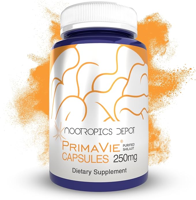 Nootropics Depot PrimaVie Shilajit Capsules | 250mg | 90 Count | Purified Extract | Ayurvedic Herb | Supports Mitochondrial Function + Boosts Endurance