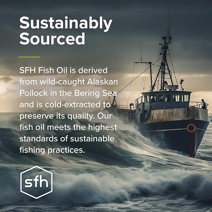 SFH Omega 3 Fish Oil Liquid 3400mg |EPA & DHA + 1000 IU Vitamin D3 | Lemon Flavor Liquid Fish Oil Supplement | Sustainably Sourced Alaskan Pollock | 8 fl oz