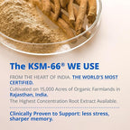 KSM-66 Ashwagandha Supplements | Ashwagandha Root Extract for Women & Men | 10-in-1 Adaptogen Complex for Cortisol Manager, Stress, Energy & Immune Support | 60 Vegan Capsules