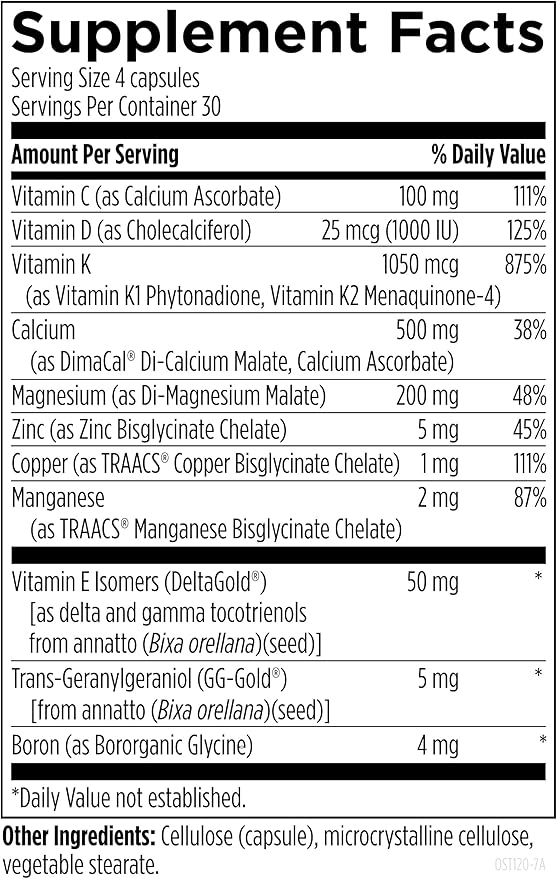 Designs for Health OsteoForce - Premium Bone Support Supplement - Highly Absorbable Nutrients Calcium Malate, Magnesium, Zinc Bisglycinate Chelate, Vitamins D + K - Non-GMO, Soy Free (120 Capsules)