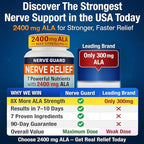 Nerve Relief with 2400 mg Alpha Lipoic Acid – 7 Powerful Nutrients to Support Feet Hands Toes – 2400mg ALA, Vitamins B12 B6 & B1, Magnesium, Turmeric – 60 Capsules