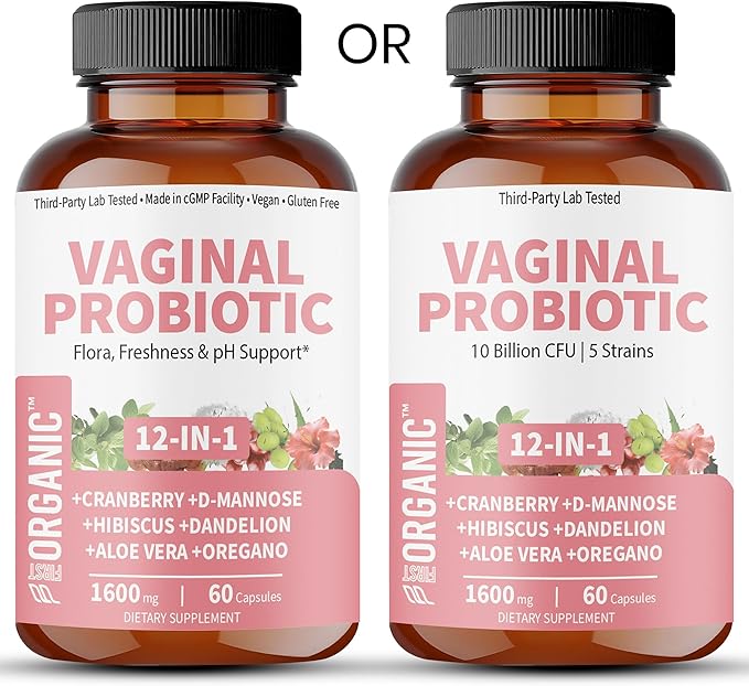 Women’s Vaginal Microflora Probiotic Complex | Everyday Freshness & Comfort Formula | 12-in-1 Blend with Cranberry, D-Mannose & Hibiscus | Third-Party Tested, cGMP Facility, Vegan, Non-GMO, 60 Caps