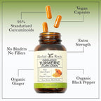 Herbal Roots - Turmeric Curcumin Capsules - Extra Strength - 1000mg Pure Organic Turmeric Supplement, 95% Standardized Curcumin Extract with BioPerine Pepper and Ginger