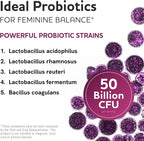 Vaginal Probiotics | 50 Billion CFU for Vaginal Health & pH Balance for Women | Healthy Odor & Yeast Balance | Womens Probiotics and Prebiotics with Cranberry Extract | Gluten-Free, Vegan | 30 Ct