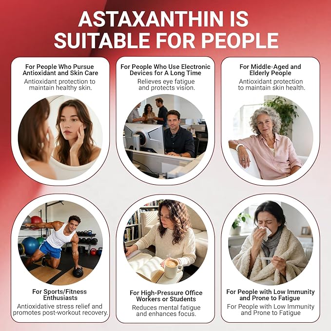 Premium Astaxanthin 12mg Antioxidant Supplement with Vitamin E – 120 Softgels, 4 Month Supply, Microalgae Source, Supports Skin, Eye & Joint Health, Non-GMO, Gluten & Soy Free