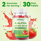 R Alpha Lipoic Acid 600mg Gummies, Stabilized R-Alpha Lipoic Acid, ALA Supplement for Nerve Health, Antioxidant & Metabolism Support- Vegan, Non-GMO, Gluten Free, Strawberry Flavor - 120 Count
