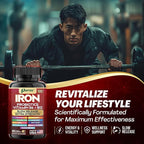 Iron Supplement, Slow Release Iron, Probiotics, Spirulina, Turmeric, Vitamin B6, Methylated B12, Vitamin C, Zinc, Beetroot, Nettle Leaf, Dandelion Root, Black Pepper, Extra Strength, 60 Capsules 2Pack
