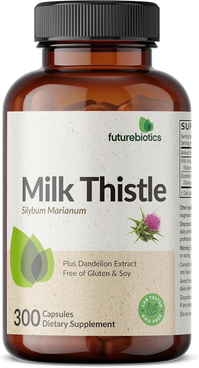 Futurebiotics Milk Thistle Silymarin Marianum & Dandelion Extract Liver Health Support, Antioxidant Support, Detox, 300 Capsules