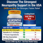 Neuropathy Support Supplement with 2400 mg Alpha Lipoic Acid to Reduce Nerve Discomfort in Feet Hands Toes – Max Strength 2400mg ALA, Vitamins B12 B6 & B1, Magnesium, Turmeric – 60 Capsules