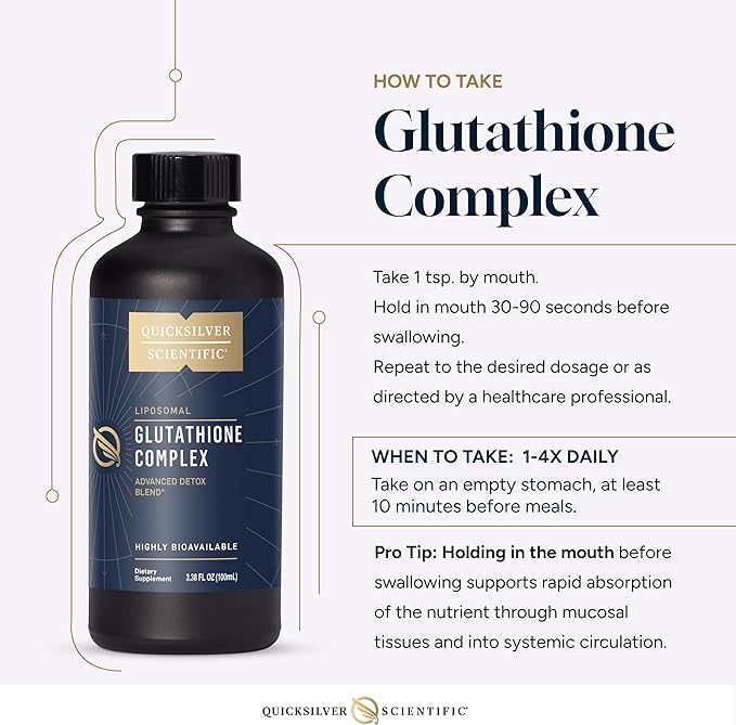 Quicksilver Scientific Glutathione Complex - Superior Absorption Antioxidant Supplement with Liquid Glutathione & Milk Thistle - Vitamin B Complex - Supplement for Daily Use (3.38 fl oz)