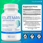 L Methylfolate 7.5mg – Methylfolate Supplement for Women & Men – High Potency Methylated Vitamin B9 5-MTHF for Energy, Mood & Focus – Non-GMO, Gluten-Free, 90 Capsules (3-Month Supply)