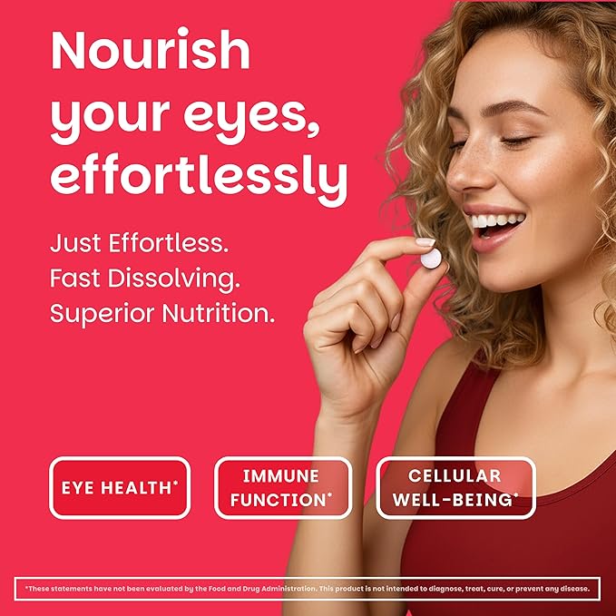 EZ Melts Vitamin A - Skin, Eye & Bone Health Supplement - Supports Healthy Nervous System - No Artificial Flavors - Non-GMO & Vegan - Strawberry Blast - 60 Dissolvable Tablets (60 Servings)