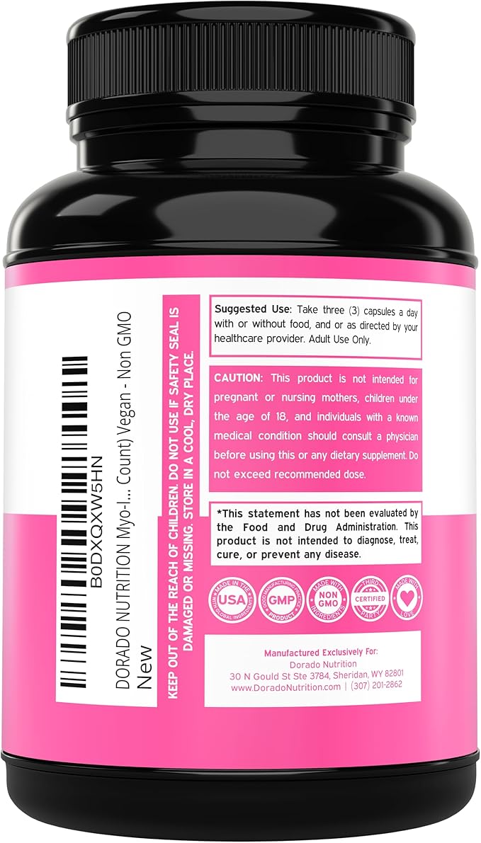 Myo-Inositol & D-Chiro Inositol Supplement For Women (90 Capsules, 40:1 Ratio Myo Inositol) Hormone Balance for Women - 10 in 1 Formula - Third Party Tested, Vegan Safe & USA Made - (90 Count)