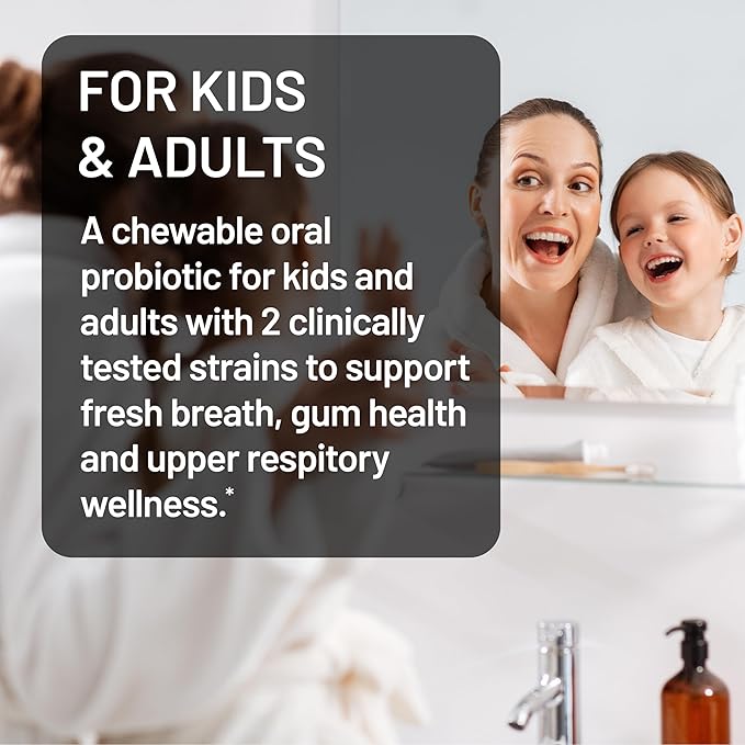 NatureWise Oral Probiotics for Mouth Bad Breath-Chewable Sugar-Free Mint-Lactobacillus reuteri Chewable-Oral Probiotics for Kids&Adults-Non-GMO USA Manufactured-[60-Day Supply],60 Count (Pack of 2)