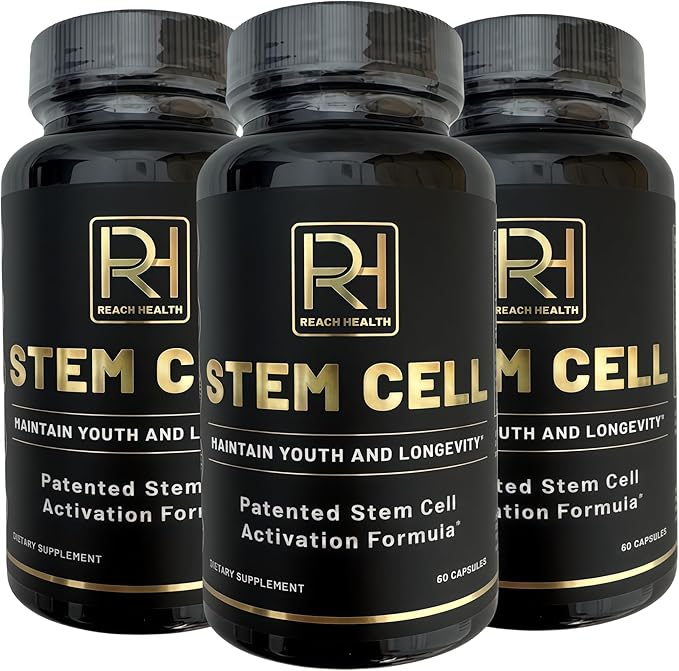 Stem Cell Activation Formula, 60 Capsules, with Vitamin D and B12, Youth and Longevity Support Maintain Youth and Longevity Patented StemCell Activation Fomula (3bottle (180 softgels))