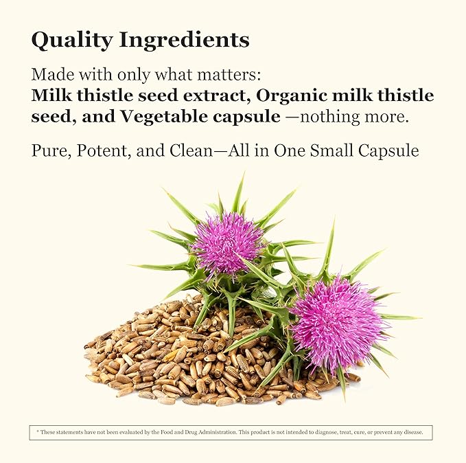 Milk Thistle Supplement – Standardized to 80% Silymarin – Pure, Vegan, Non-GMO, Kosher – 90 Vegan Capsules