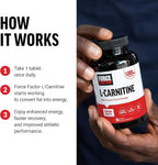 Force Factor L-Carnitine Supplement, L Carnitine Tartrate 1000mg Capsules to Convert Fat Into Energy, Support Muscle Recovery, and Boost Exercise Performance, Vegan, Non-GMO, 90 Tablets