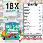 Quercetin Zinc Vitamin C Vitamin D Bromelain Elderberry - Nettle Supplement with Artemisinin, Sea Moss, Echinacea - 120 Count