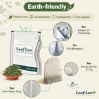 LeafLea 80 Premium Green Tea Bags, Pure Green Tea Leaves, Bright & Mild Flavor with Caffeine, Daily Wellness and Naturally Uplifting, Sugar-Free, Non-GMO, Vegan, Individually Wrapped (2 Pack)