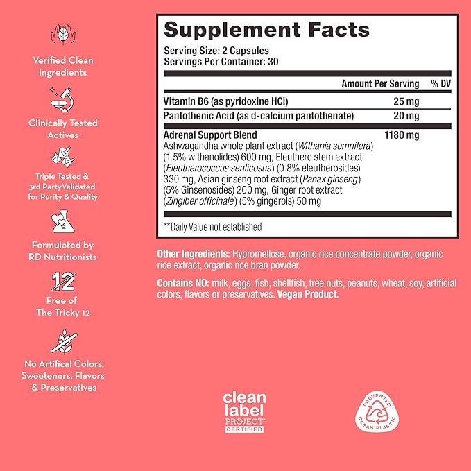 HUM Uber Energy Adrenal Energy Support Supplement with Ashwagandha Root, Ginseng, B Vitamins, Vitamin B6, B5, and Adaptogens, Supplements for Adrenal Fatigue Support, 60 Vegan Capsules