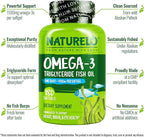 NATURELO Burpless Omega 3 Fish Oil Supplement - 1100mg Triglyceride Omega-3, EPA + DHA, for Heart, Eye, Brain, Joint Health - 180 Softgels, 6 Months Supply