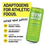 GYM WEED Athletic Focus Drink with KSM-66 Ashwagandha, Lion's Mane Mushroom, L-Theanine, 200mg Green Tea Caffeine with Natural Sweeteners Pear Pineapple Flavor, 12 Pack