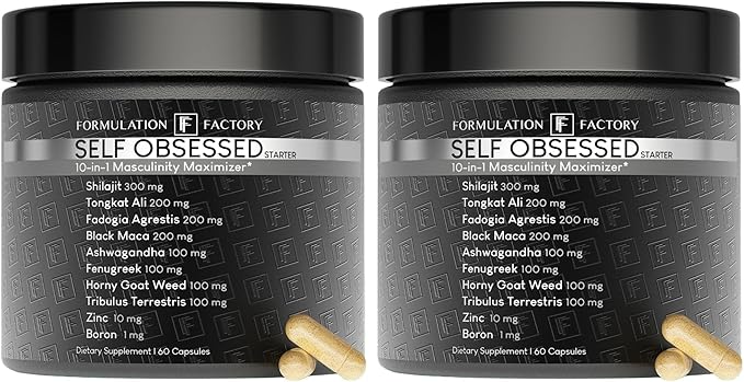 Formulation Factory Self Obsessed Starter Vitality Complex with Shilajit, Tongkat Ali & Ashwagandha - Foundational Male Enhancement - 120 Capsules, 2 Month Supply