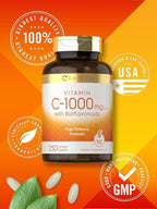 Carlyle Vitamin C 1000mg | with Rose Hips and Citrus Bioflavonoids | 250 Caplets | Vegetarian, Non-GMO, Gluten Free Supplement