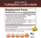Life's Fortune Organic Turmeric Curcumin with Black Pepper and Ginger, Enhanced Absorption, Extra Strength Supplement, Joint & Immune Support, Non-GMO, 90 Cap - 2250mg