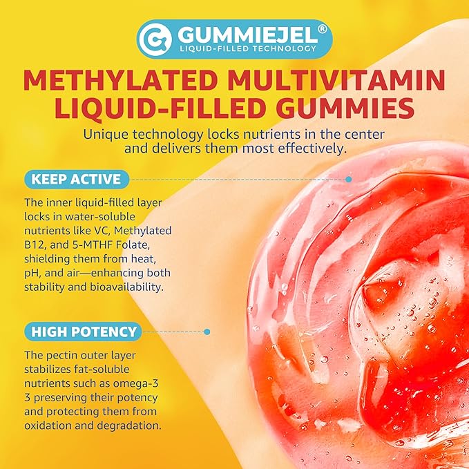 Kids Multivitamin Gummies with Iron, Sugar Free, Kids Daily Vitamins + Probiotics, Algae Omega 3 (EPA/DHA), A, C, D, Methyl B12, Folate, B6, Zinc, Biotin, for Healthy Growth, Immune Support, 60 Count